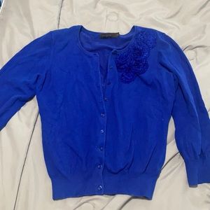 Blue button up crop sweater